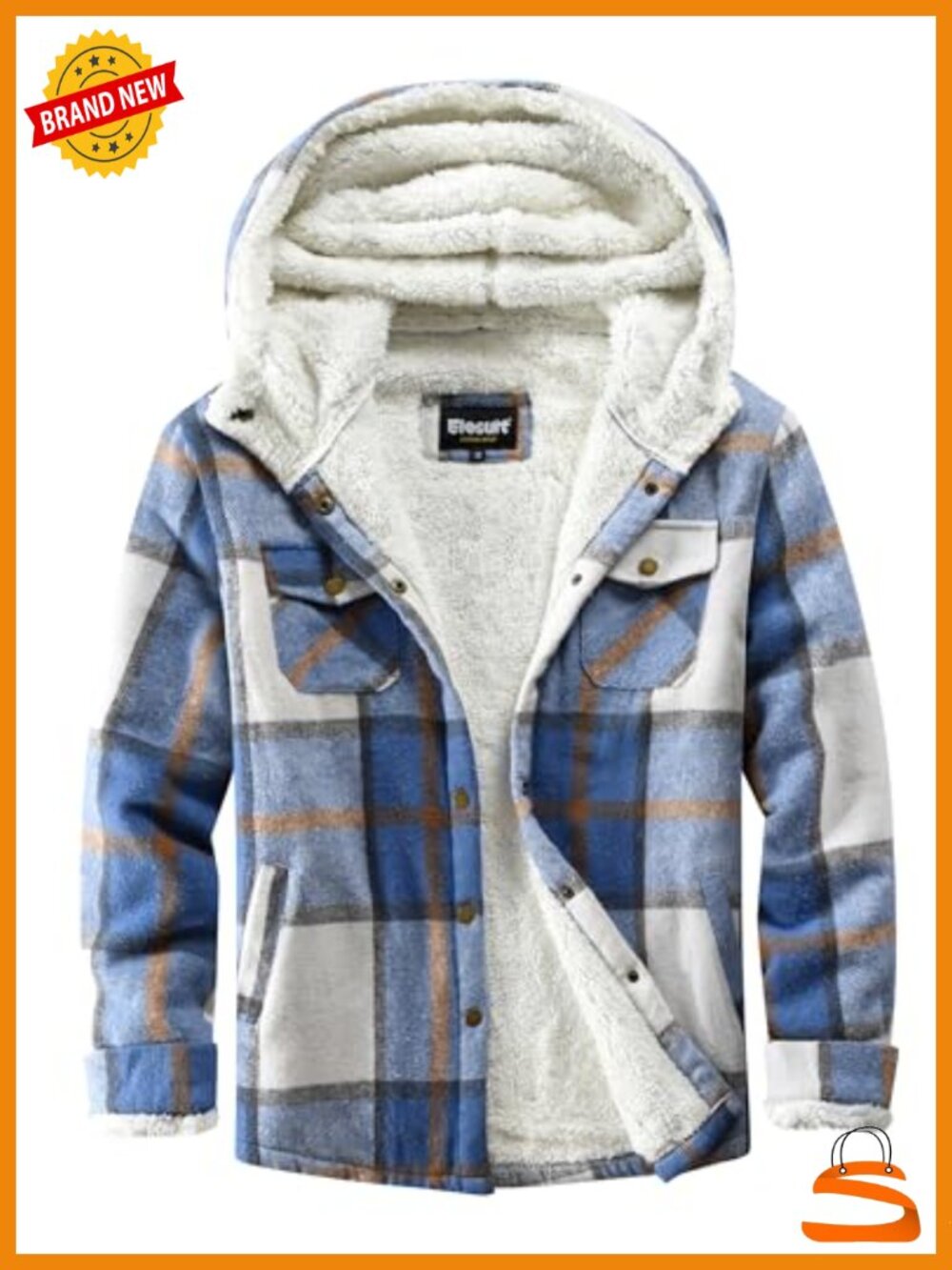 Women Fleece Flannel Jacket Plaid Sherpa Button Down Hooded